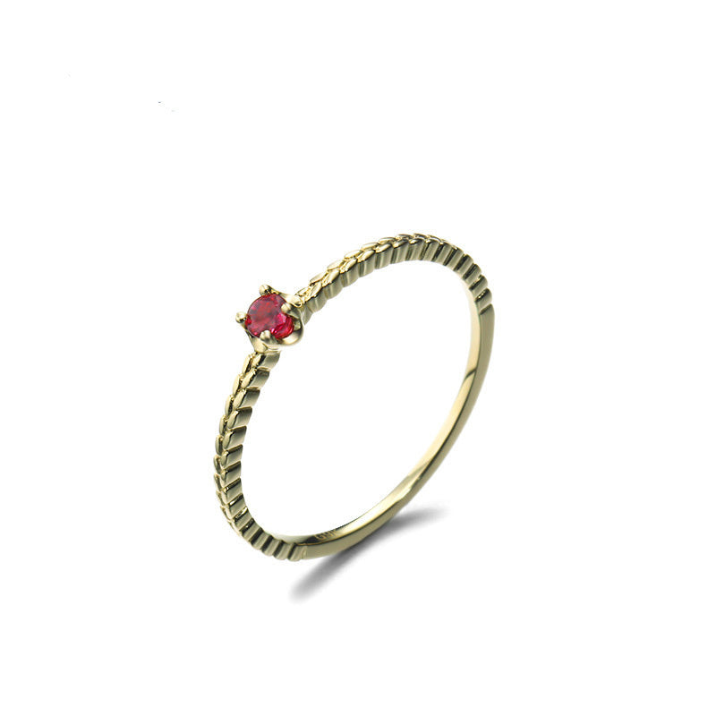 Autumn Harvest Wheat Ear Gem Ring - 9K Gold