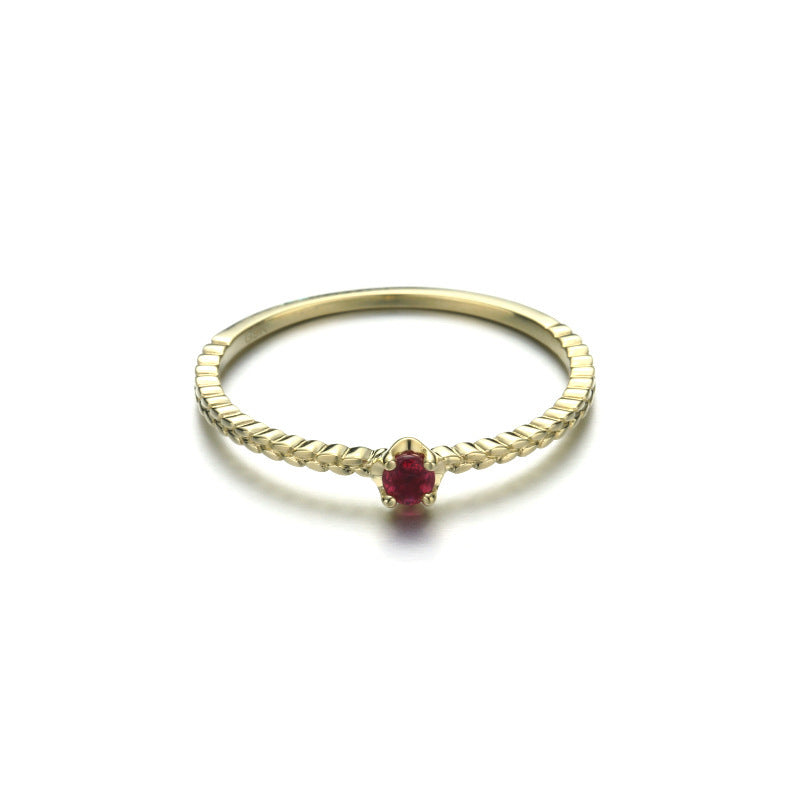 Autumn Harvest Wheat Ear Gem Ring - 9K Gold