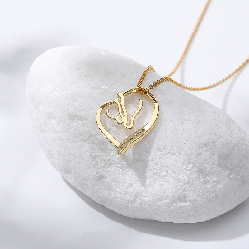 Classic Love Heart Pendant Necklace - 18K Gold Plated