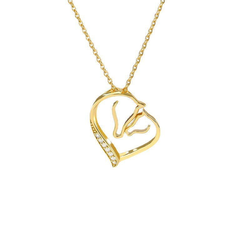 Classic Love Heart Pendant Necklace - 18K Gold Plated