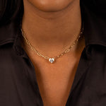 Colorful Heart-Shaped Chain Necklace - 18K Gold Plated