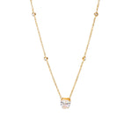18K Gold Plated Stainless Steel White Heart Shape Zircon Necklace