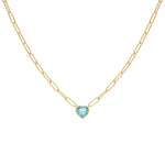 Colorful Heart-Shaped Chain Necklace - 18K Gold Plated