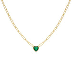Colorful Heart-Shaped Chain Necklace - 18K Gold Plated