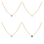 Colorful Heart-Shaped Chain Necklace - 18K Gold Plated