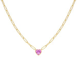 Colorful Heart-Shaped Chain Necklace - 18K Gold Plated